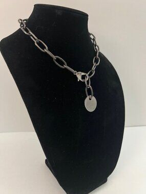 Twisted Silver Distressed Chunky Necklace Matte Gunmetal 19"-New, never worn